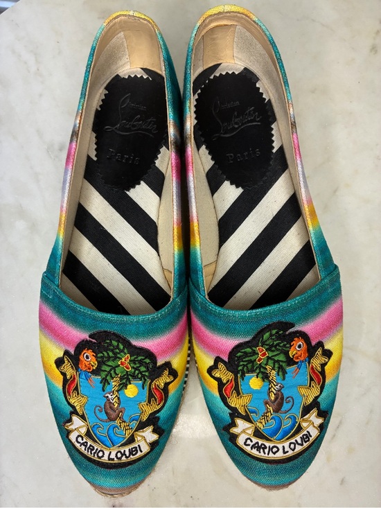 Christian Louboutin Shoes - Christian Louboutin Lougalia Flat Canvas Arc En Ciel Rainbow